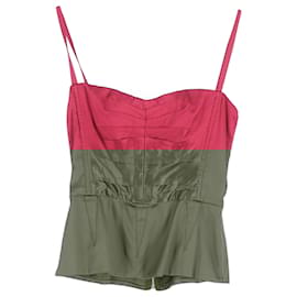 Dolce & Gabbana- Dolce & Gabbana Back-Zipped Bustier Top in Pink Silk-Pink