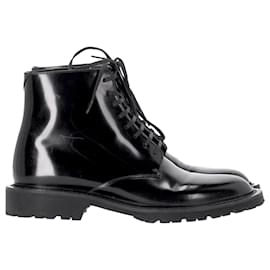 Saint Laurent-Saint Laurent Lace-Up Military Ankle Boots in Black Leather-Black