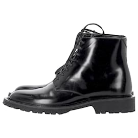 Saint Laurent-Saint Laurent Lace-Up Military Ankle Boots in Black Leather-Black