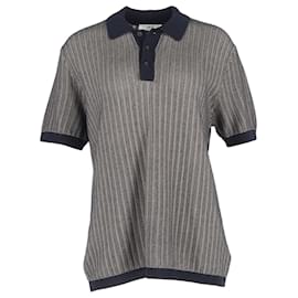 Autre Marque- Mr. P. Crochet-Knit Polo Shirt in Navy Blue Cotton-Blue,Navy blue