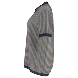 Autre Marque- Mr. P. Crochet-Knit Polo Shirt in Navy Blue Cotton-Blue,Navy blue