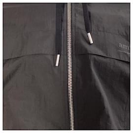 Ami-AMI Paris Ami de Cœur Windbreaker Jacket in Black Polyamide-Black
