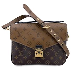 Louis Vuitton-Monogram Reverse Pochette Metis Handbag Shoulder Bag-Brown
