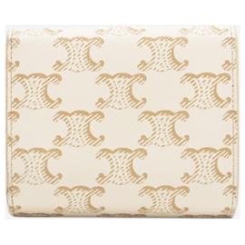 Céline-Cream Triomphe compact wallet-Cream
