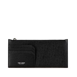 Saint Laurent Black Leather Card Case Black