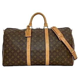 Louis Vuitton-Louis Vuitton Boston Bag Keepall 50 Bandouliere-Brown,Beige
