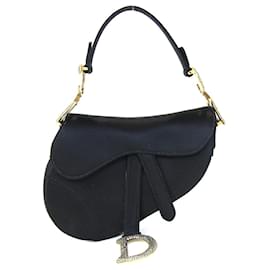 Christian Dior-Christian Dior Saddle Bag in Black Satin-Black