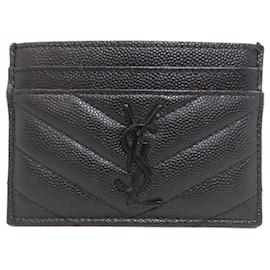 Yves Saint Laurent-Yves Saint Laurent Black Leather Card Case-Black