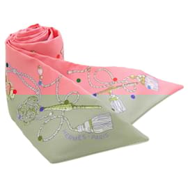Hermès-Écharpe Twilly Hermes en soie rose-Rose