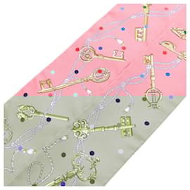 Hermès-Hermes Twilly Scarf in Pink Silk-Pink