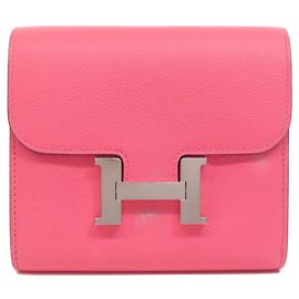 Hermès Hermes Constance Compact Bi-fold Wallet Pink