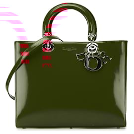 Dior-Dior Red Large Patent Lady Dior-Red