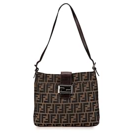 Fendi-Fendi Brown Zucca Canvas Shoulder Bag-Brown