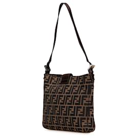 Fendi-Fendi Brown Zucca Canvas Shoulder Bag-Brown