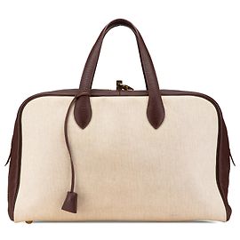Hermès Marrom Toile e Clemence Victoria 43 Marrom Bege