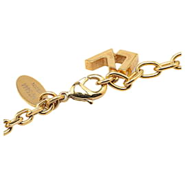 Louis Vuitton-Louis Vuitton Gold Gold Plated Damier Monogram Charm Faux Pearl Pendant Necklace-Other