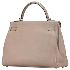 Hermès-Hermès Brown Clemence Kelly Retourne 32-Brown,Taupe