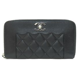 Chanel Mademoiselle Long Wallet in Black Lambskin Black
