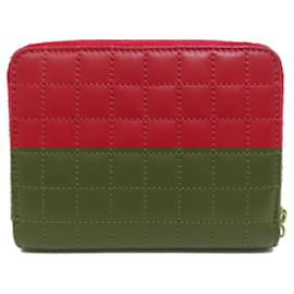 Céline-Celine Red Leather Coin Purse-Red