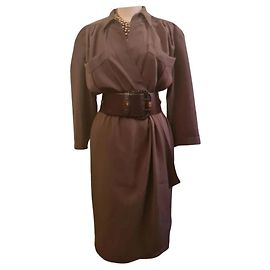 Vestido transpassado Thierry Mugler Marrom Moca Marrom