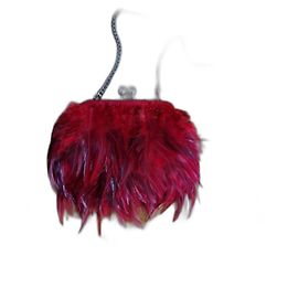 Stuart Weitzman Red Feather Clutch Bag Red