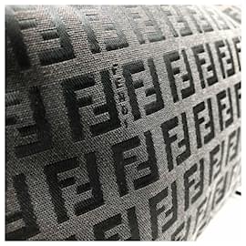 Fendi-Fendi Handbag Pouch in Dark Brown Canvas and Leather-Dark brown