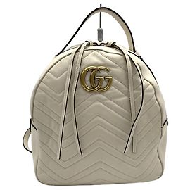 Gucci GG Marmont Leder-Rucksack Weiß