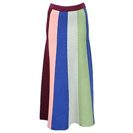 Falda midi de punto a rayas Victoria, Victoria Beckham en viscosa multicolor Multicolor