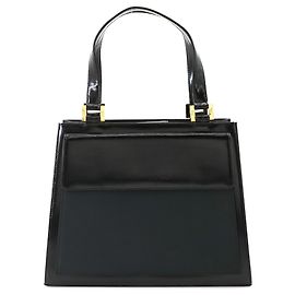 Yves Saint Laurent Black Leather and Satin Handbag Black