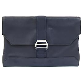 Hermès-Hermes Clutch Bag City Slide-Black,Navy blue