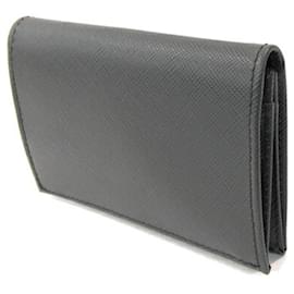 Prada-Prada Gray Leather Business Card Case-Brown