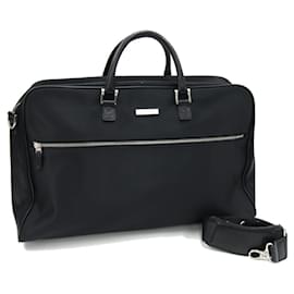 Burberry-Burberry Black Nylon Leather Boston Bag-Black