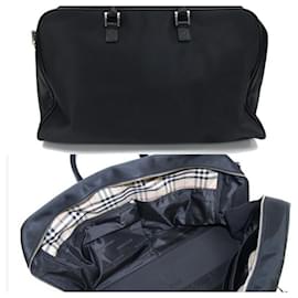 Burberry-Burberry Black Nylon Leather Boston Bag-Black