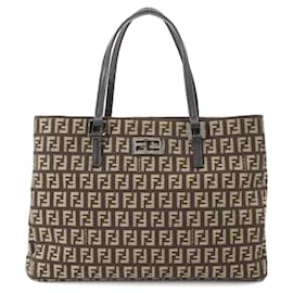 Fendi-Fendi Zucchino Tote Bag-Brown,Beige