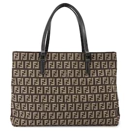 Fendi-Fendi Zucchino Tote Bag-Brown,Beige