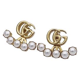 Gucci GG Marmont Gold Plated Stud Earrings Golden