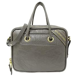 Balenciaga-Balenciaga Women's Gray Leather Handbag-Brown