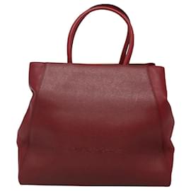 Fendi-FENDI Tote Bag Leather Red Gold Auth 115095-Red,Golden