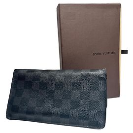 Vintage Louis Vuitton Damier Leather Card Holder / ID Holder black Black