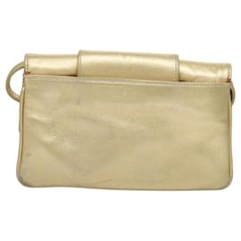 Fendi-FENDI Shoulder Bag Leather Gold Auth 115157-Golden