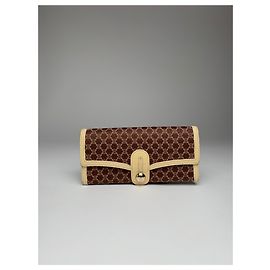 Céline Vintage Celine Leather Canvas Monogram Wallet Brown