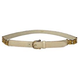 Céline Vintage Celine Paris Leder Gürtel weiß Weiß
