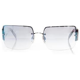 Chanel-Chanel, Iridescent Frameless Crystal Sunglasses-Silvery,Blue