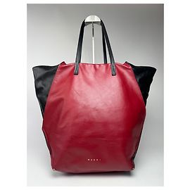 Bolsa de couro vintage Marni preta e vermelha Preto