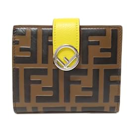 Fendi-Fendi Zucca Pattern Embossed Bi-fold Wallet-Brown