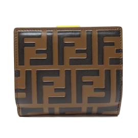 Fendi-Fendi Zucca Pattern Embossed Bi-fold Wallet-Brown