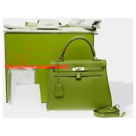 Hermès-HERMES Kelly 25 Bag in Orange Leather - 102578-Orange