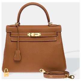 Hermès Sac HERMES Kelly 28 en Cuir Doré - 102575 Doré