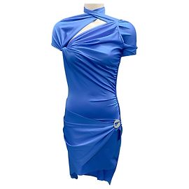Robe en jersey drapée asymétrique bleu électrique de Coperni Bleu
