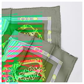 Hermès-Hermès Carré 90 "LES MUSEROLLES" 100% Silk Scarf in Red x Green-Red